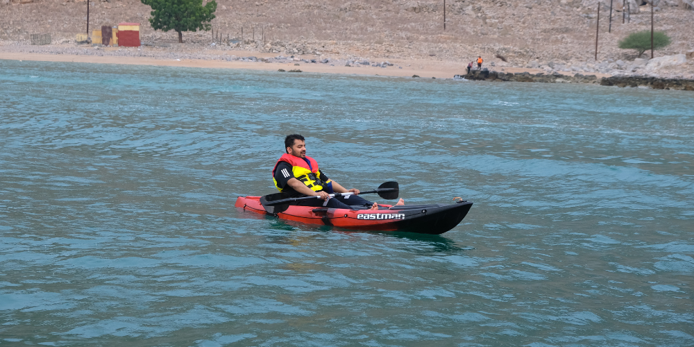 man kayaking in Musandam 